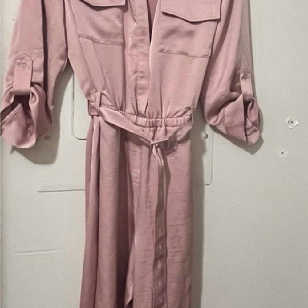 INC International Concepts Dusty Pink Utility Shirt Dress